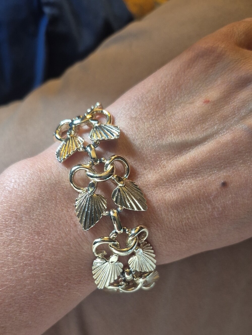 Gold-Tone Palm Leaf Link Bracelet